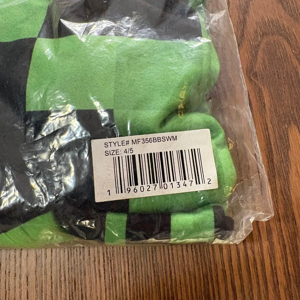 Minecraft Creeper‎ Pajamas Boys Size 4/5 Green New One Piece Union Suit NWT